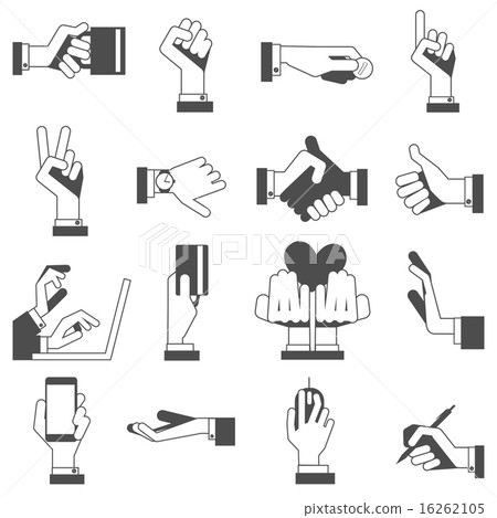 Hand icons set black-插圖素材 [16262105] - PIXTA圖庫