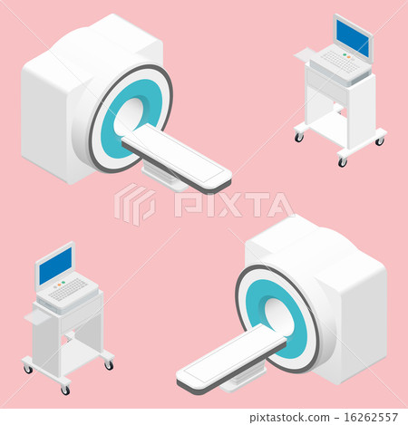 MRI and ECG medical devices isometric icon set 16262557