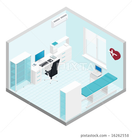 Cabinet cardiologist isometric room set 16262558