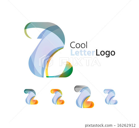 Set of abstract Z letter company logos. Business icons, overlapping flowing waves 16262912