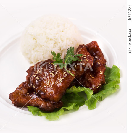 Sweet sour pork chop with rice Sweet sour pork chop with rice 16265285