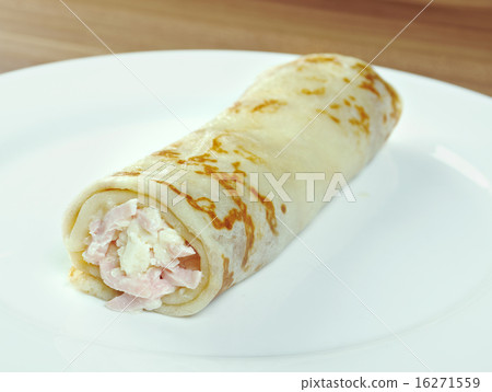 rolled pancakes stuffed ham 16271559