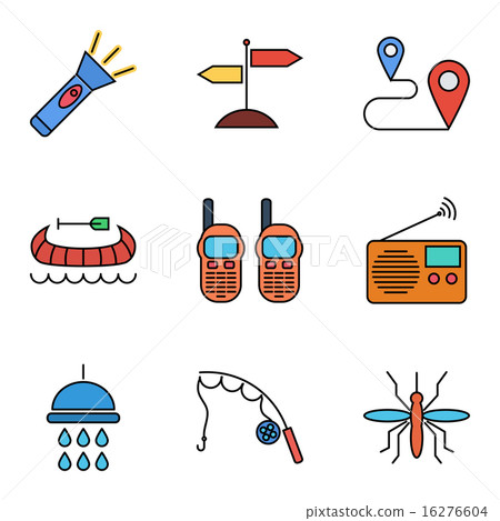 Camping flat vector icon set 16276604