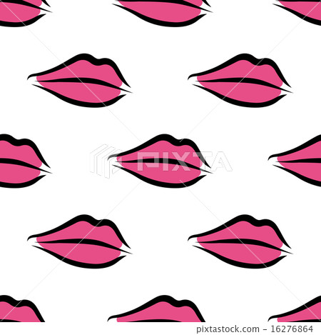 Hot pink lips kisses seamless pattern 16276864