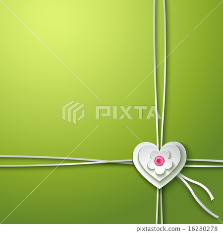 Background with paper heart and flower 16280278