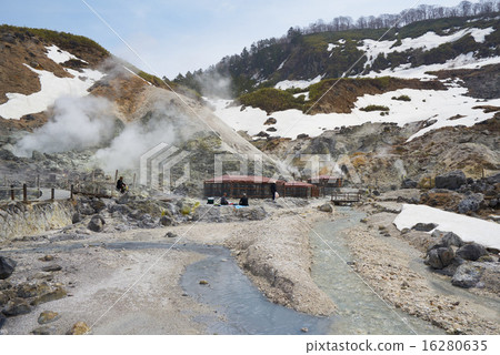 Full view of rocky bath in Tamagawa Onsen (Akita) 16280635