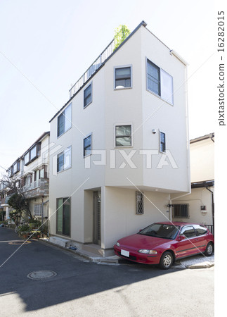 Narrow housing Houses made of wooden 3 floors completed housing exterior 16282015