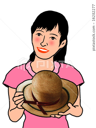 Straw hat and woman - Stock Illustration [16282277] - PIXTA