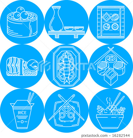 Asian food line vector icons Asian food line vector icons 16282544