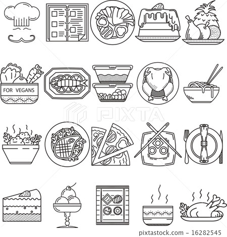 Food black line vector icons 16282545