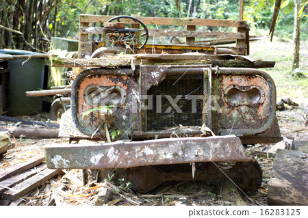 old car antique rusted left in farm 16283125