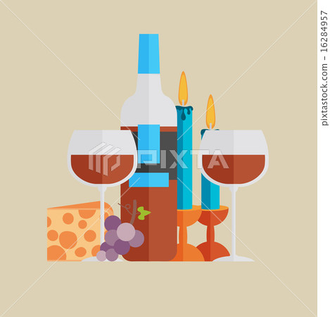 Colored flat design vector illustration wine - Stock Illustration ...