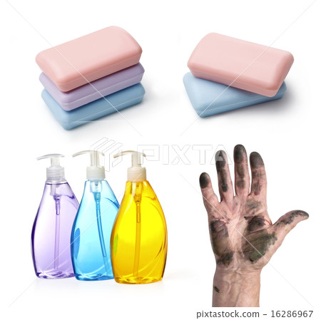 dirty hand and soap 16286967