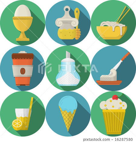 Daily products flat colored icon vector collection 16287580