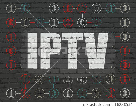 Web design concept: IPTV on wall background 16288534