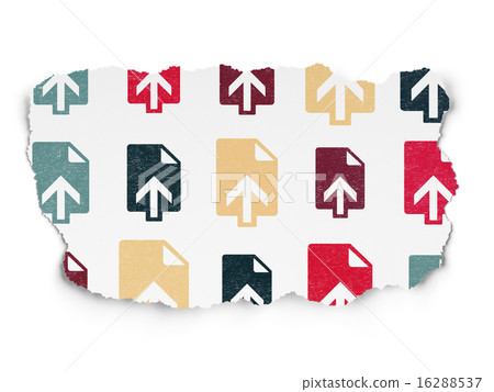 Web development concept: Upload icons on Torn Paper background 16288537