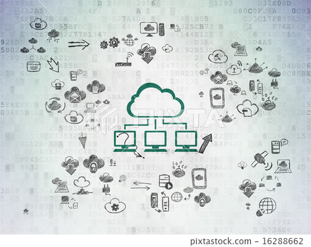 Cloud networking concept: Cloud Network on Digital Paper background 16288662