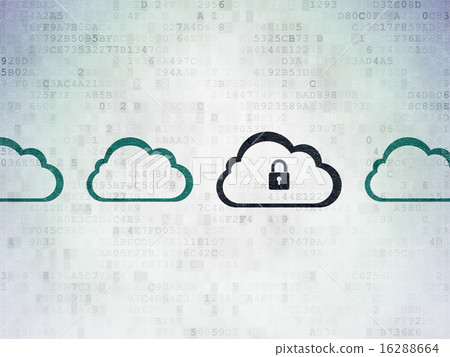 Cloud computing concept: cloud with padlock... - Stock Illustration ...