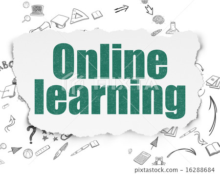Education concept: Online Learning on Torn Paper background 16288684