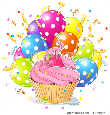 Birthday Cupcake with Balloons Birthday Cupcake with Balloons 16290949