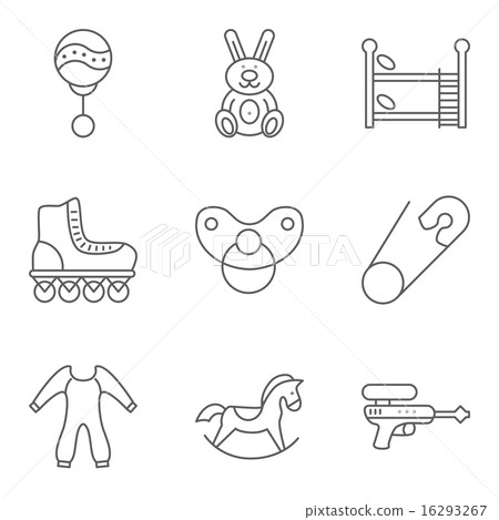 Baby related thin line vector icon set - Stock Illustration [16293267 ...