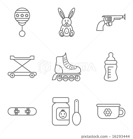 Baby thin line related vector icon set 16293444