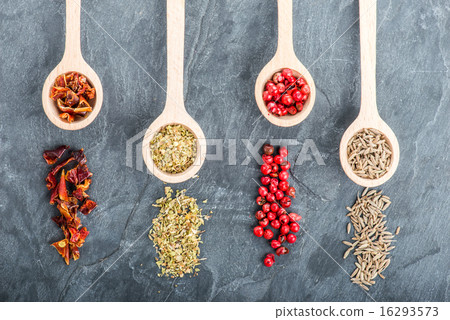 Various spices on black background 16293573