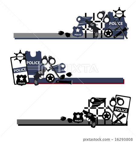 Vector concept police symbols in set dark colors 16293808