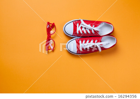 red gumshoes and glasses red gumshoes and glasses 16294356