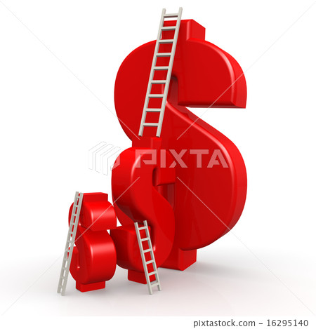 Red dollar signs with ladder 16295140