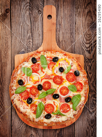 Tasty delicious pizza with salami 16295490