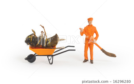 Dead wasp in a miniature wheelbarrow 16296280