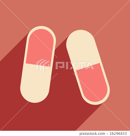 Flat with shadow icon and mobile application pills Flat with shadow icon and mobile application pills 16296833
