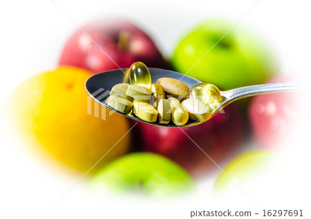 Vitamin on serving spoon Vitamin on serving spoon 16297691