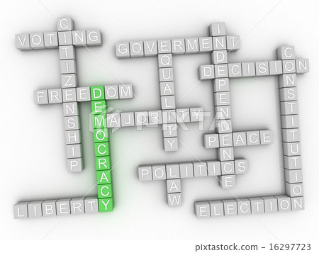 3d image Democracy issues concept word cloud  16297723