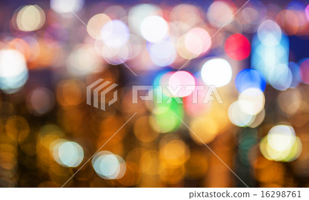 blurry and bokeh og big city in night time. 16298761