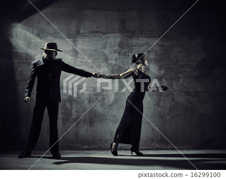 Man and woman dancers, concrete building surroundings Man and woman dancers, concrete building surroundings 16299100