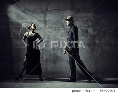 Man and woman dancers, concrete building surroundings Man and woman dancers, concrete building surroundings 16299104