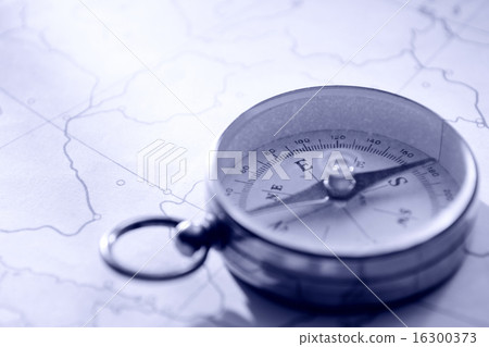 Close Up of Needle Compass on Line Map Close Up of Needle Compass on Line Map 16300373