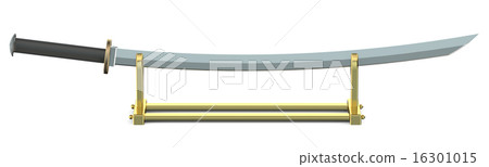 Japanese sword Katana on golden stand Japanese sword Katana on golden stand 16301015