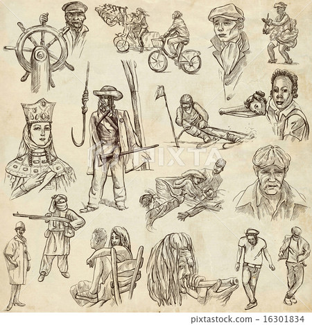 People, Natives. An hand drawn pack on paper 16301834