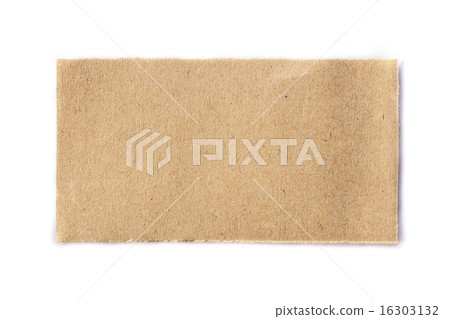 brown piece of ripped newspaper on white  16303132