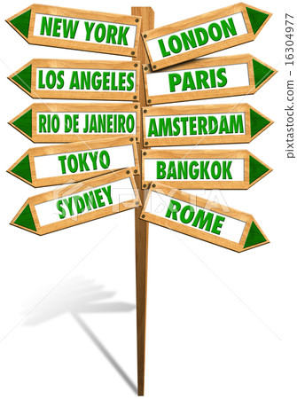 Street sign showing cities 16304977