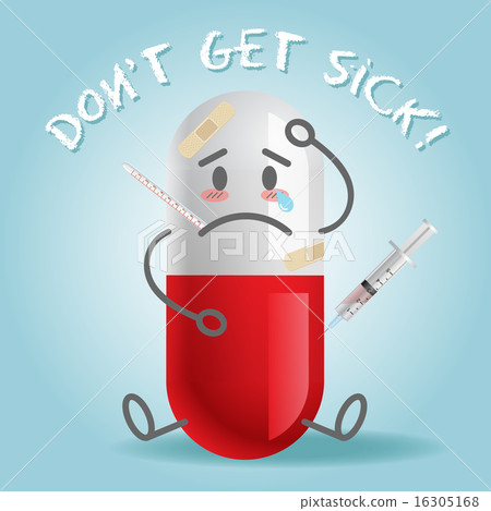 sick and pain cartoon on capsule sick and pain cartoon on capsule 16305168