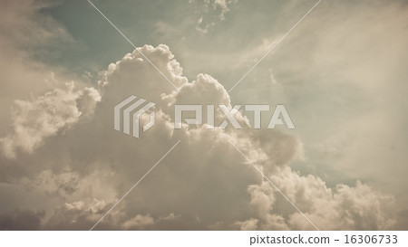 Nice clouds in blue sky in vintage style 16306733