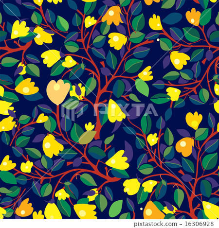 Floral seamless pattern with yellow flowers - Stock Illustration ...