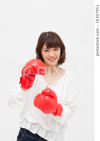 Boxing gloves and women Boxing gloves and women 16307951