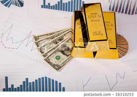 Stack of gold bar, ambient financial concept 16310253