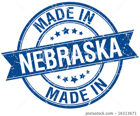 made in Nebraska blue round vintage stamp 16313671