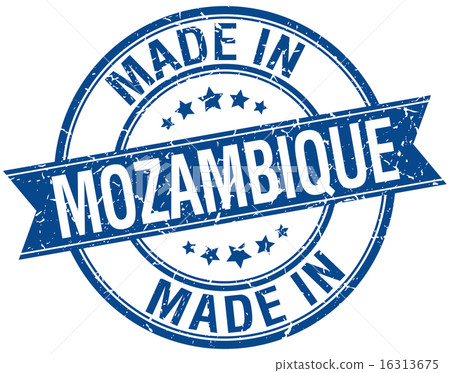 made in Mozambique blue round vintage stamp 16313675
